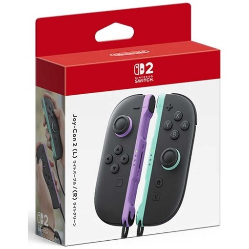 Изображение Контроллеры Nintendo Joy-Con 2 (L/R) для Switch 2 фиолетово-зеленого цвета с ремешками.