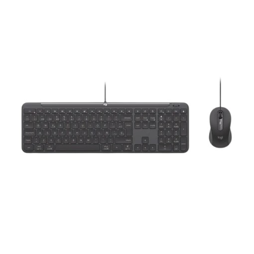 Picture of Logitech MK620 Business keyboard and mouse set in black.