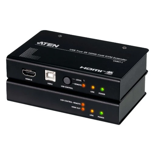 תמונה של מאריך KVM ATEN USB HDMI Cat 6 דגם CE801L/CE801R בצבע שחור