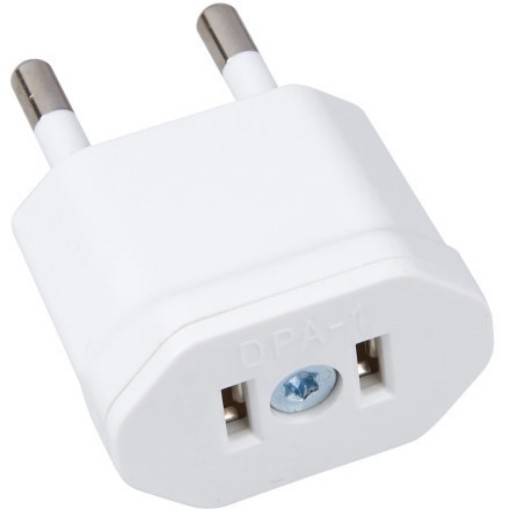 Picture of Fixed adapter from American plug to Israeli plug Wise Electric DPA-1 in white color.