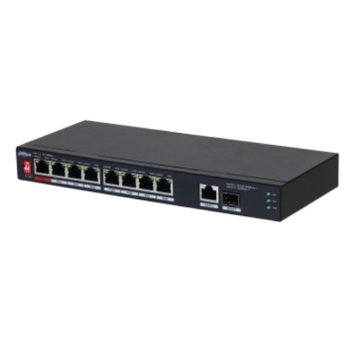 Изображение Сетевой коммутатор Dahua Technology PoE PFS3110-8ET1GT1GF-96 без управления, гигабитный, черный.