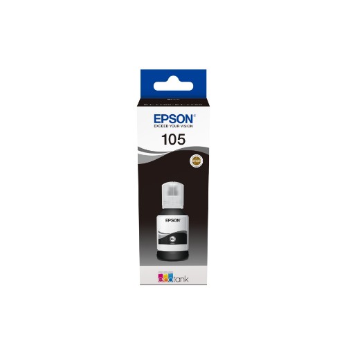 Изображение Оригинальная бутылка с чернилами Epson 105 EcoTank, пигмент черный, объем 140 мл.