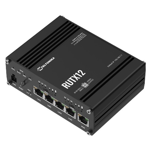 Изображение Маршрутизатор TELTONIKA RUTX12 LTE CAT 6 черного цвета.