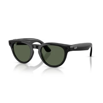 Picture of Smart glasses Ray-Ban Meta Headliner GEN 2 RW4013 50-22 in Shiny Black color with G-15 Green lenses.