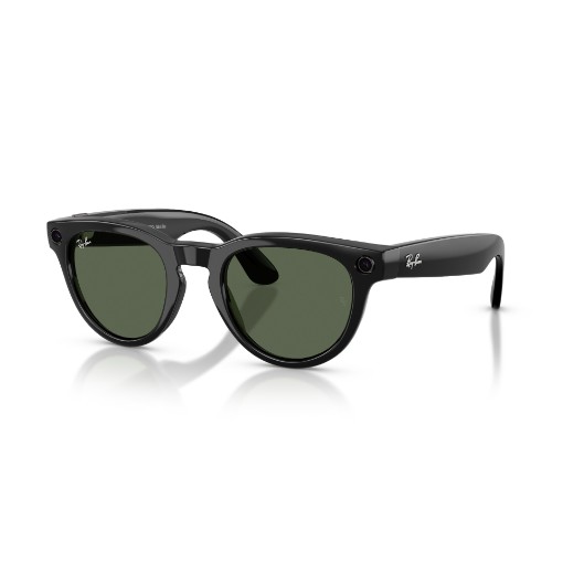 Picture of Smart glasses Ray-Ban Meta Headliner GEN 2 RW4013 50-22 in Shiny Black color with G-15 Green lenses.